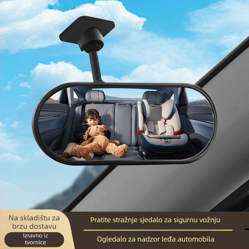 Unutarnje auto ogledalo s ljepilom, široki kut vida, nadzor bebe, veliki vid