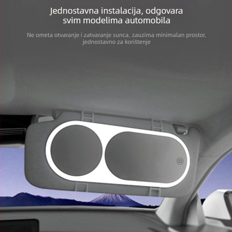 LED ogledalo za šminkanje u automobilu (montaža na klik, prilagodljiva izrada, licencirana privatna oznaka, opća kompatibilnost)