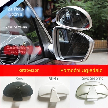 Xinbu Dodatno retrovizijsko ogledalo za auto – zakrivljena površina, veliko vidno polje, ogledalo za mrtve kutove s širokim kutem i malo kružno ogledalo za vožnju unatrag