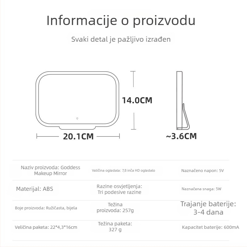 Auto ogledalo za šminkanje suncobran auto vizor, universalna kompatibilnost, snap-on montaža, model 16956458295, ABS materijal, težina 327 g