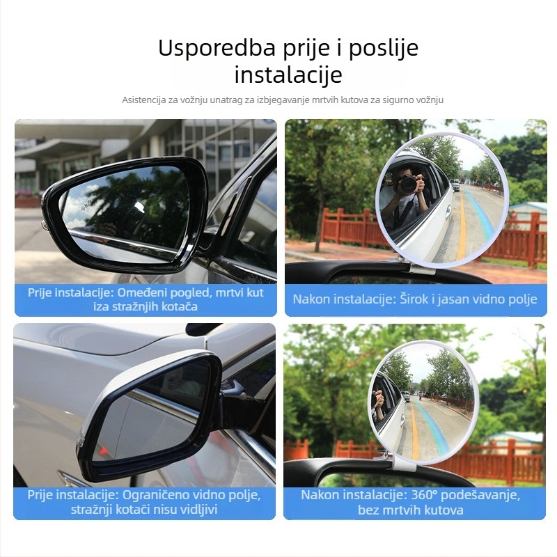 Ruizeda Dodatak za retrovizor – širokokutna reflektivna površina, veliko vidno polje, malo kružno ogledalo za mrtvi kut, namijenjeno školskim vozilima