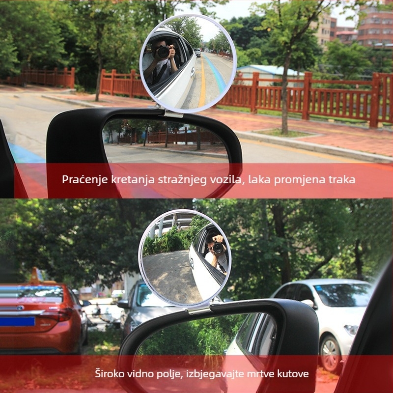 Ruizeda Dodatak za retrovizor – širokokutna reflektivna površina, veliko vidno polje, malo kružno ogledalo za mrtvi kut, namijenjeno školskim vozilima