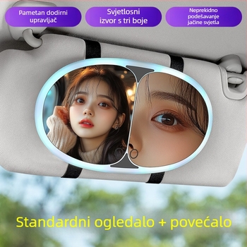 LED ogledalo za šminkanje u automobilu, za vizir za sunce, s LED osvjetljenjem na dodir, snap-on montaža, težina 325 g, marka Yeleno/yanilu