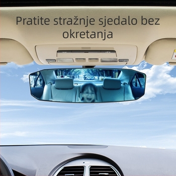 Unutarnji auto retrovizor, anti glare, povećano pomoćno ogledalo, širokokutni zakrivljeni dizajn, ogledalo za bebu