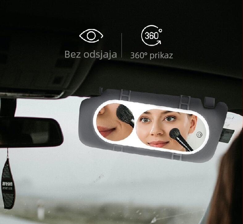 LED ogledalo za šminkanje u automobilu sa snap-on ugradnjom, opća kompatibilnost, dostupna prilagodba, licencirana privatna oznaka