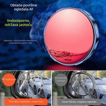 Auto retrovizor – okrugli, 360° široki kut, Ultra HD, vodootporan, s usisnom čašom