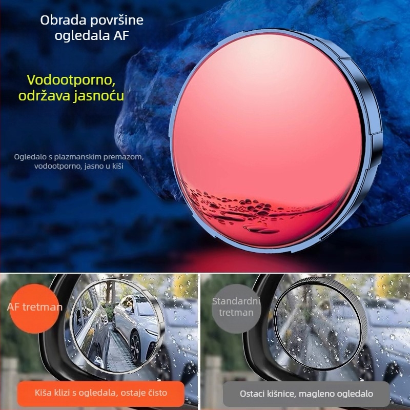Auto retrovizor – okrugli, 360° široki kut, Ultra HD, vodootporan, s usisnom čašom