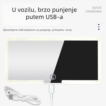 LED ogledalo za šminkanje u automobilu, prijenosno, visoke rezolucije, snap-on ugradnja, jednostavan stil