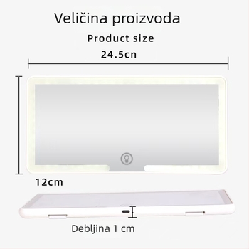 LED ogledalo za šminkanje u automobilu, prijenosno, visoke rezolucije, snap-on ugradnja, jednostavan stil