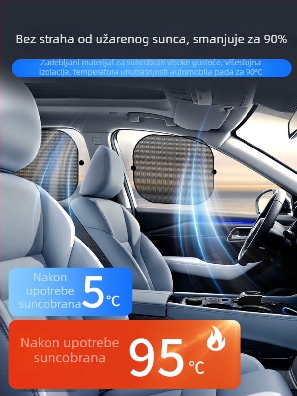 Sjenilo za prozore automobila, zaštita bočnog prozora i toplinska izolacija – tip s usisnom čašom