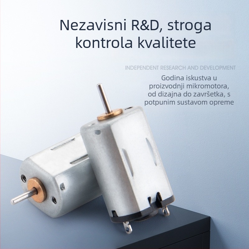 Mini četkasti DC motor za elektroniku; pogodan za električne četkice za zube, masažere, RC igračke i ventilatore; napon DC do 36V; struja DC