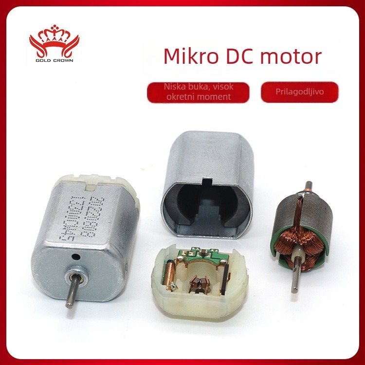 DC motor s četkicama 280 za sustav centralnog zaključavanja električnih vozila - 12V, 0.8A, 12500 obrt/min, 0.03 Nm