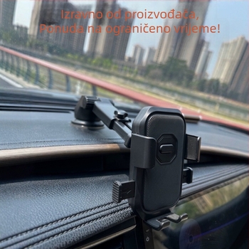 Držač za telefon u automobilu s teleskopskim automatskim zaključavanjem, držač za središnju konzolu i pričvršćivanje usisnom čašicom na prednje staklo (7.5W)