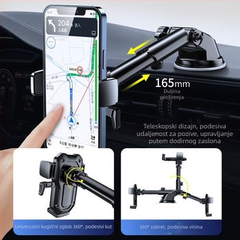Držač za mobitel u automobilu s usisnim nosačem, univerzalan za instrument ploču, navigacijski nosač