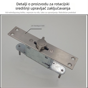 Ručna brava za vrata od nehrđajućeg čelika, središnji rotirajući mehanizam, skriveni mehanizam otključavanja, satin završna obrada, modernistički minimalistički dizajn