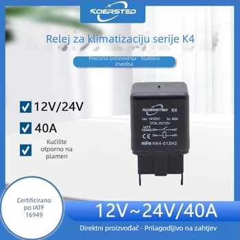 KS-K4 Automobilsko rele s 4 pinom za ventilator klima uređaja, relej za maglu i relej za centralno zaključavanje, 12V/24V