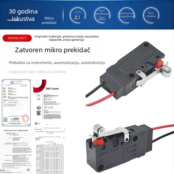Zingear mikroprekidač za stražnja vrata automobila, prašini otporan, 1 milijun ciklusa, UL/ENEC certifikat, 36V max.