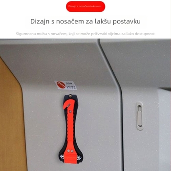 Automobilski sigurnosni čekić, čekić za razbijanje stakla, višenamjenski spašavajući alat, materijal: ABS + čelik, težina 145 g, prilagodba dostupna, privatna oznaka licencirana