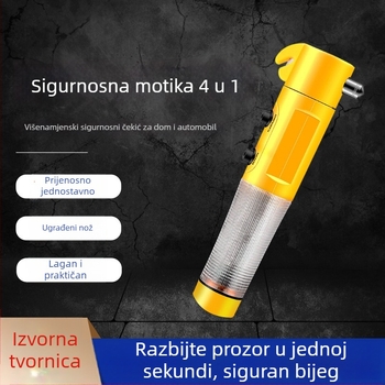 Automobilski višenamjenski čekić 4 u 1 s razbijačem stakla, magnetom, alat za nužne situacije, ABS plast, 150 g