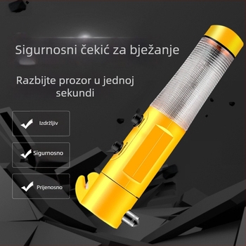Automobilski višenamjenski čekić 4 u 1 s razbijačem stakla, magnetom, alat za nužne situacije, ABS plast, 150 g