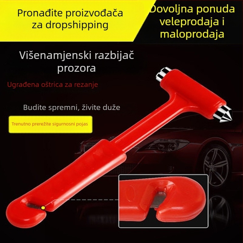 Automobilski sigurnosni čekić, za razbijanje stakla i spašavanje, višefunkcionalni alat za vozila