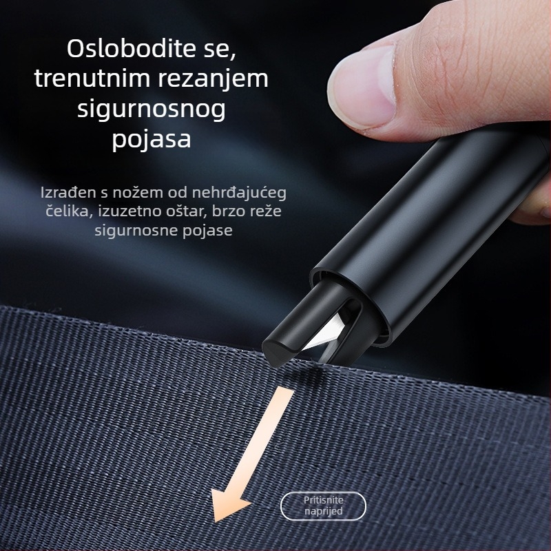 Aluminijski automobil sigurnosni čekić – kompaktni višefunkcionalni alat za nužne situacije, razbijanje stakla, 110 g