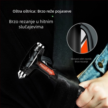 Auto sigurnosni čekić s nožem za rezanje i probijačem stakla, ugrađeni nužni alat u vozilu