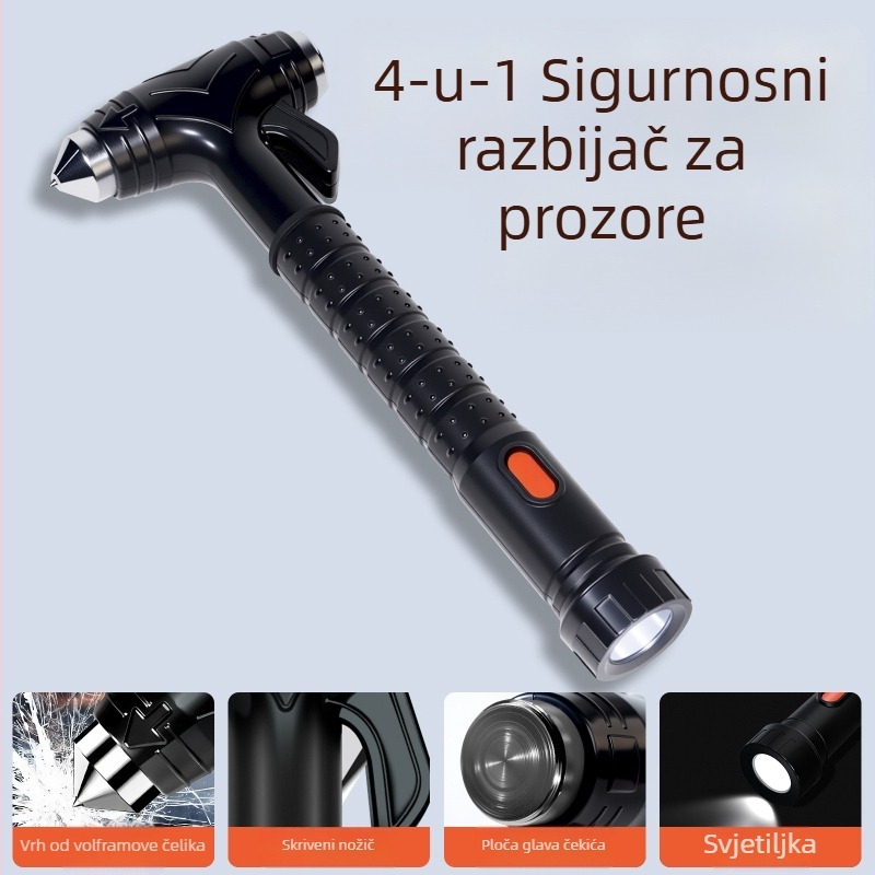 Auto sigurnosni čekić s nožem za rezanje i probijačem stakla, ugrađeni nužni alat u vozilu