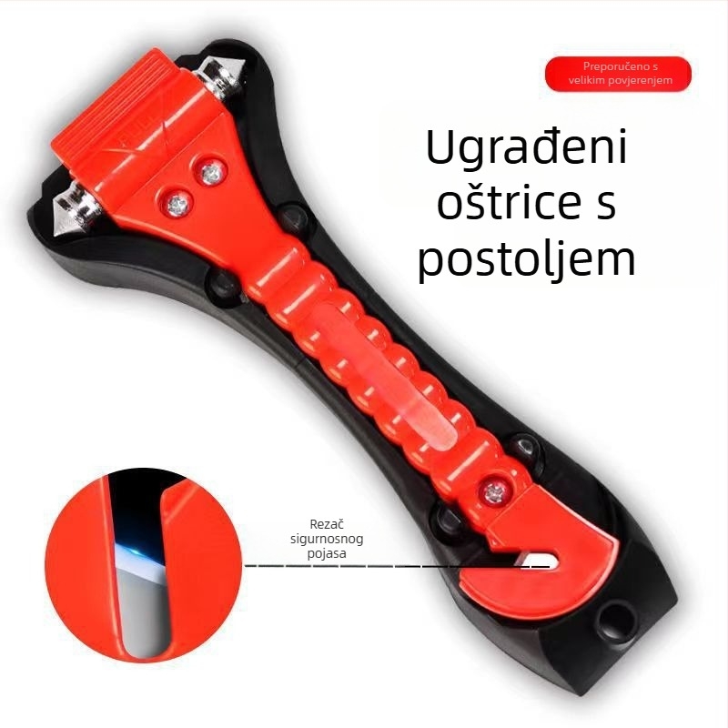 Automobilski hitni čekić za razbijanje stakla, višenamjenski sigurnosni alat za vozilo (hitna uporaba, razbijanje stakla, evakuacija)