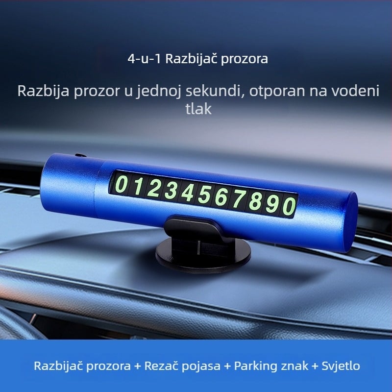 Jinmao automobilski sigurnosni čekić s aluminijskim legurom, silikonim drškom, LED svjetlom, oštrica 420U6