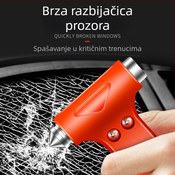 Auto sigurnosni čekić za razbijanje stakla (ABS plastika; višenamjenski alat za spašavanje od požara; mogućnost prilagođavanja)