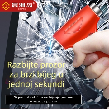 Auto sigurnosni čekić za razbijanje stakla (ABS plastika; višenamjenski alat za spašavanje od požara; mogućnost prilagođavanja)