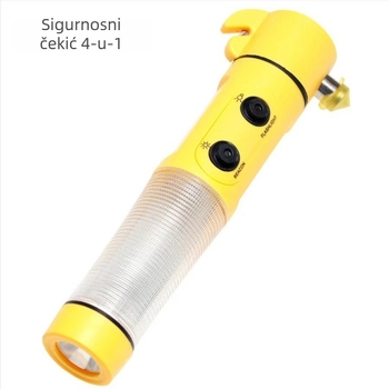 Automobilski sigurnosni čekić 4-u-1 sa svjetiljkom, ABS plast, magnet, 135 g, prilagođeni logotip