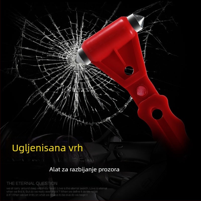Automobilski višefunkcionalni sigurnosni čekić s razbijačem stakla; ABS plastika; željezna glava; legura; 0,1 kg