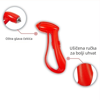 Automobilski sigurnosni čekić s razbijačem prozora, prijenosno spašavajuće sredstvo, ABS+metal, 140 g, podrijetlo Guangdong