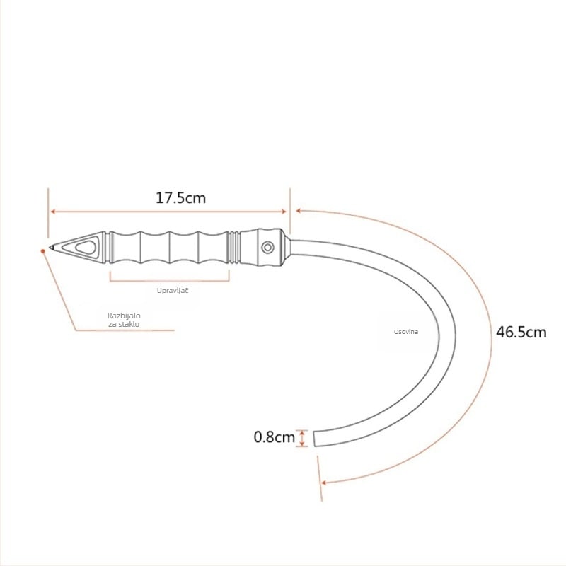 Višestruko obrambeni bič s razbijačem prozora automobila — alat za nužni izlaz, aluminijsko-magnezijeva legura, 235 g, prilagodljiv dizajn, licencirana privatna etiketa