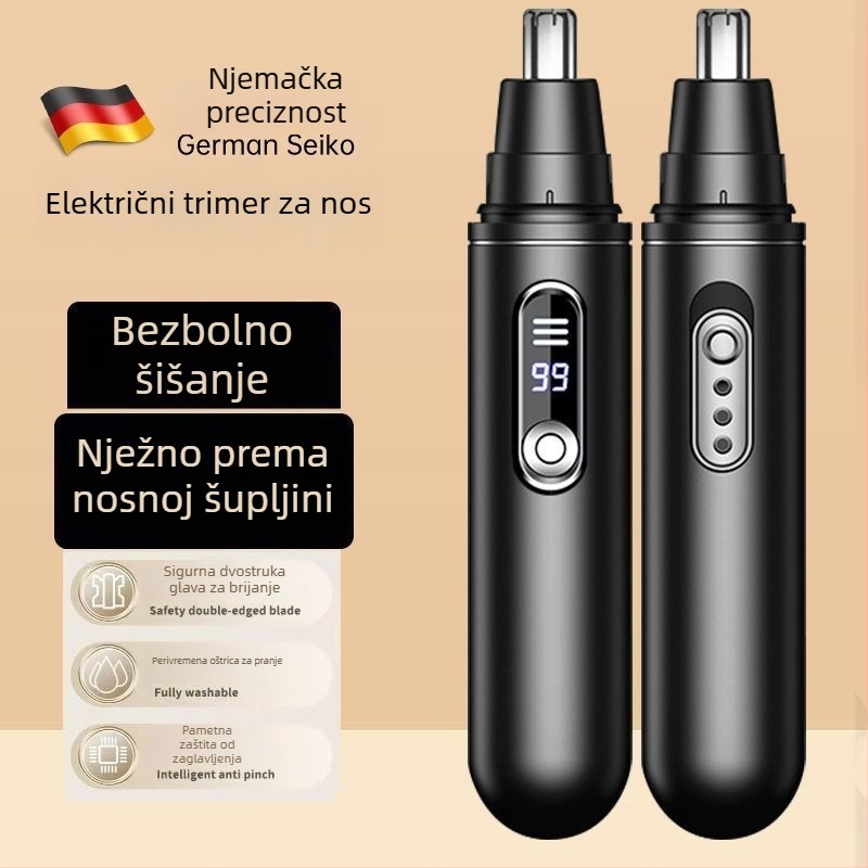 Trimer za nosne dlačice - njemačka preciznost, periva oštrica, sigurno oblikovanje, napajanje baterijom