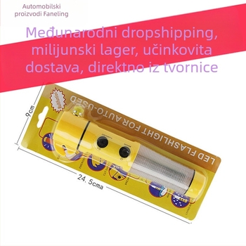 Automobilski spašavajući čekić 4-u-1 – razbijač stakla, LED svjetlo i snažan magnet; ABS plastika; težina 150 g; moguća privatna oznaka.