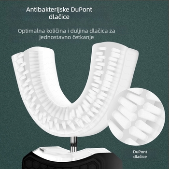 Sonična električna četkica za zube s U-oblikom glave, Dupont vlakna, dezinfekcija plavim svjetlom, bežično punjenje