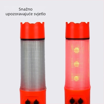 Hitna višefunkcionalna baterija – razbijač prozora, čekić, nužno osvjetljenje, upozoravajuće bljeskanje, 6-u-1; Materijal: plastika + metal; Težina: 0.2