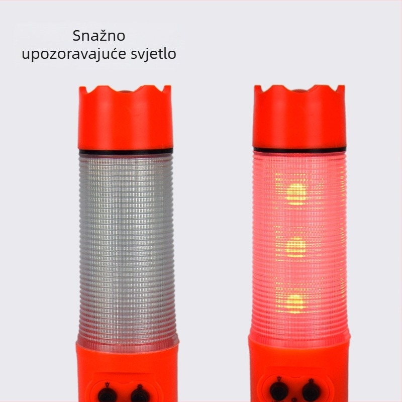 Hitna višefunkcionalna baterija – razbijač prozora, čekić, nužno osvjetljenje, upozoravajuće bljeskanje, 6-u-1; Materijal: plastika + metal; Težina: 0.2