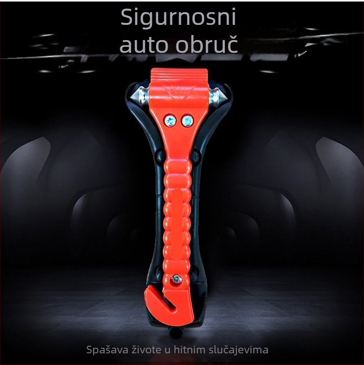 Automobilski sigurnosni čekić 2-u-1 za nužni izlaz, dvostruki čekić za razbijanje prozora, od ABS-a i karbonske čelika, 145 g, prilagodba dostupna, licencirana privatna marka
