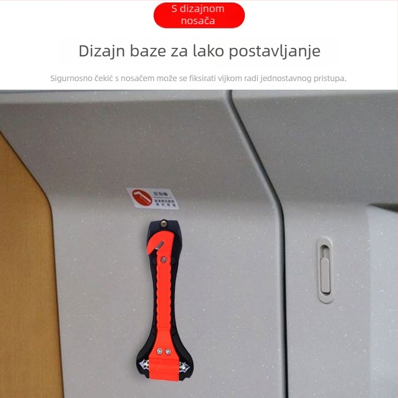Automobilski sigurnosni čekić 2-u-1 za nužni izlaz, dvostruki čekić za razbijanje prozora, od ABS-a i karbonske čelika, 145 g, prilagodba dostupna, licencirana privatna marka