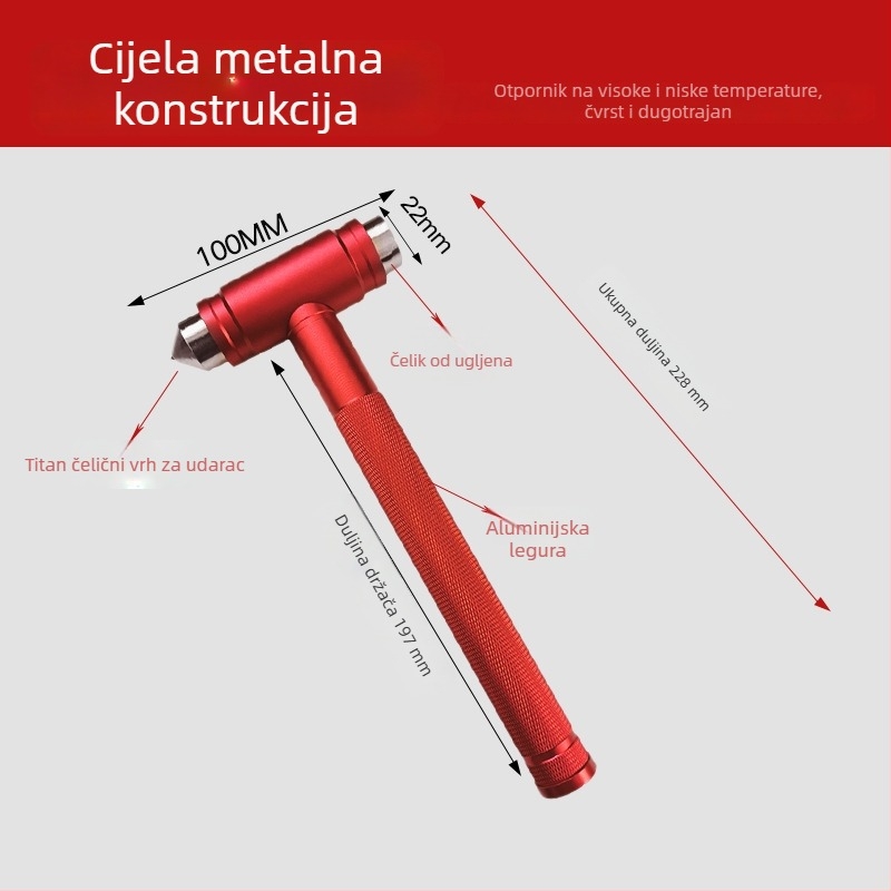 Sigurnosni čekić za razbijanje stakla s glavom od wolfram čelika, 320 g, Yavin, prilagodljiva proizvodnja