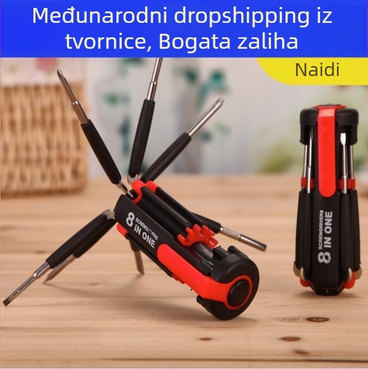 8-u-1 odvijač s LED svjetlom, čelik 45#, težina 0,2 kg