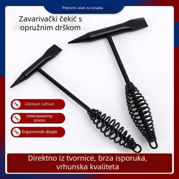 Električarski čekić s oprugom za zavarivanje, glava od visokougljičnog čelika, drška od čelika, 300g/500g