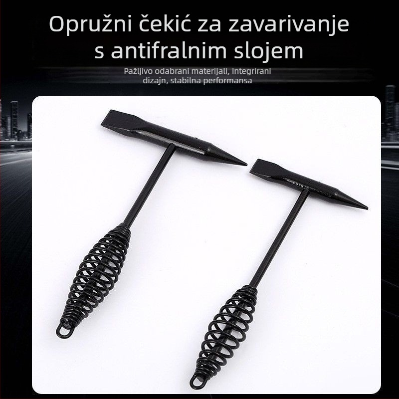 Električarski čekić s oprugom za zavarivanje, glava od visokougljičnog čelika, drška od čelika, 300g/500g