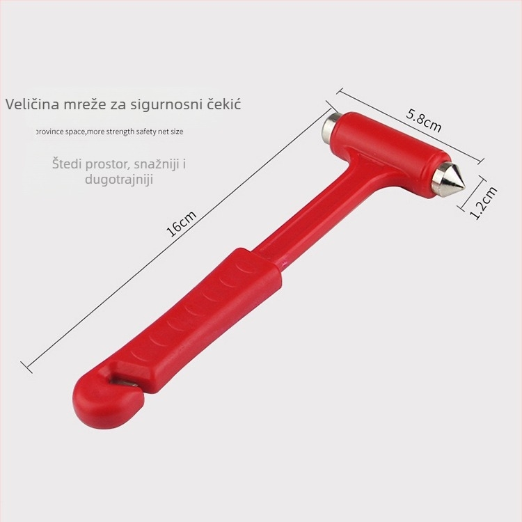 2-u-1 automobilni sigurnosni čekić, višenamjenski razbijač prozora, nož za spašavanje, legura + plastika, 0.12 kg
