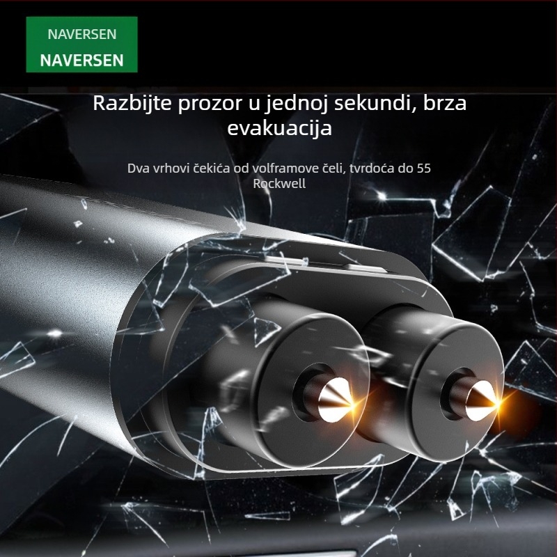 Navison Vozilo-montirani potpuno metalni čekić za spašavanje, razbijanje stakla, nužni izlaz, višenamjenski, glava od volfram čelika