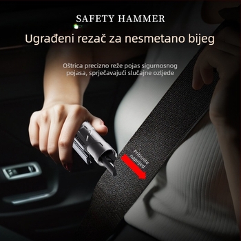 Bochi Automobilski sigurnosni čekić — mini prijenosni dvostruki alat za spašavanje; razbijač stakla i sigurnosni rezni nož; materijal: volfram čelik + cinkova legura + ABS; težina 0,15; prilagodljivo